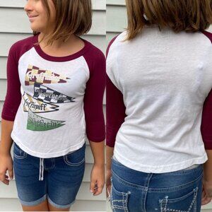 Harry Potter | Maroon Sleeves House Flags Long Sleeve Tee Shirt  | Size Medium